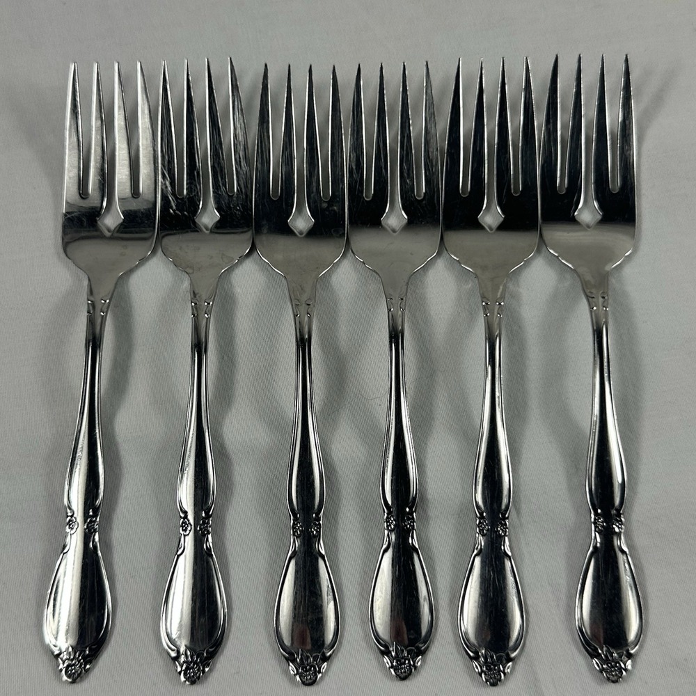 Oneida Community Stainless CHATELAINE Pattern Salad or Dessert Forks Set Of‎ 6